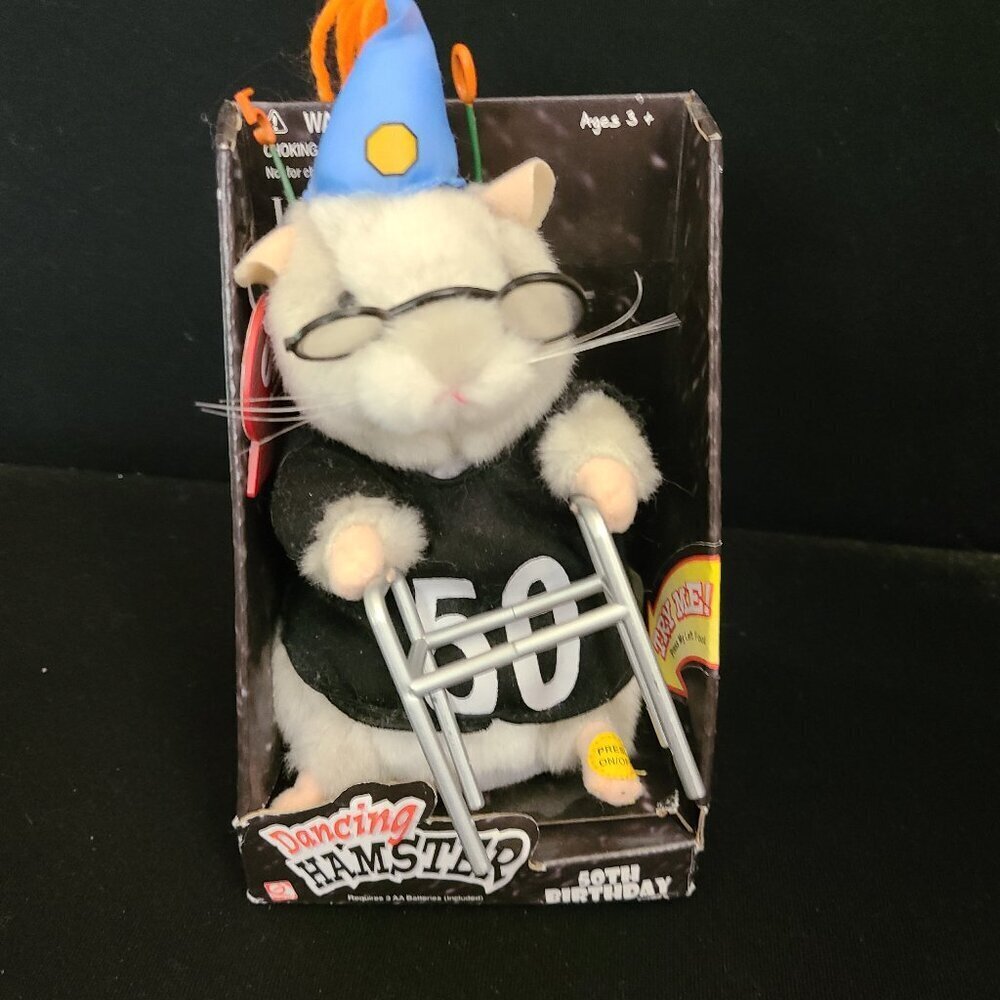 2004 Animated GEMMY DANCING HAMSTER 50th Birthday Sings Dances in Box
